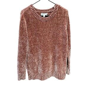 Orvis Women's Chenille Pullover Sweater Round Neck Coral Color Size L